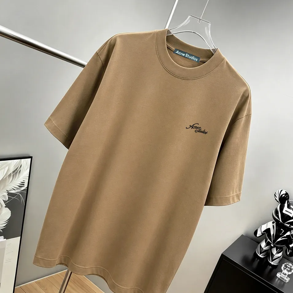 Acne*Studios*2026Ss exclusive couple Hot Sale g high-count T-shirt "different currency fabric" short-sleeved tee negative ion upper body is very comfortable, Same Style half-sleeves for men and women, dropped shoulders and loose fit Color: Black White Coffee Brown Size: S (90-130 pounds) M (125-150 pounds) L (135-165 pounds) XL (160-190 pounds) XXL (185 pounds)